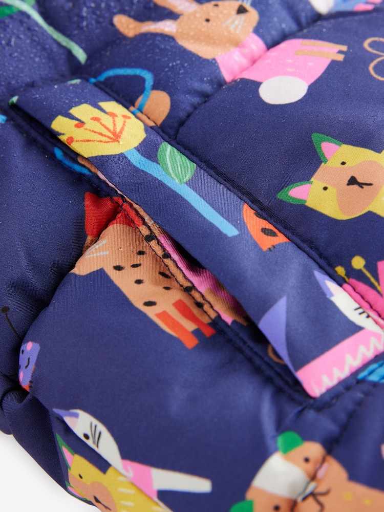 Navy Blue Shower Resistant Fleece Lined Hooded Padded Coat (3mths-7yrs) - Image 10 of 10