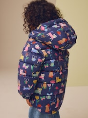 Navy Blue Shower Resistant Fleece Lined Hooded Padded Coat (3mths-7yrs) - Image 2 of 10