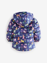 Navy Blue Shower Resistant Fleece Lined Hooded Padded Coat (3mths-7yrs) - Image 6 of 10