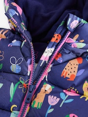 Navy Blue Shower Resistant Fleece Lined Hooded Padded Coat (3mths-7yrs) - Image 7 of 10
