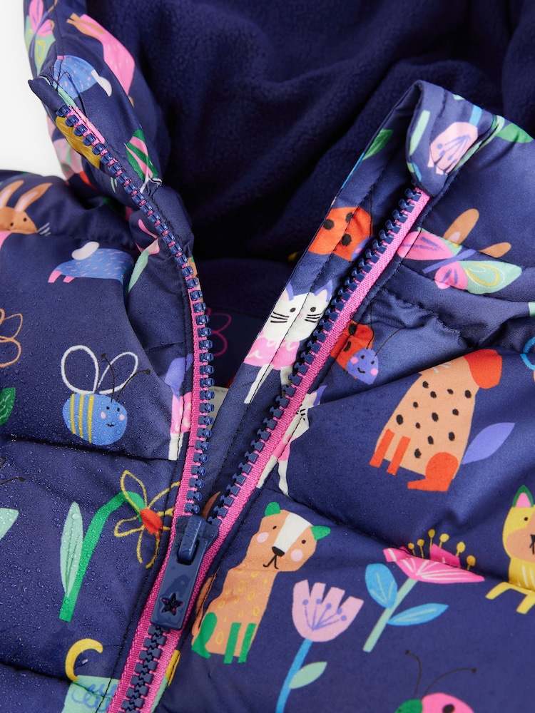 Navy Blue Shower Resistant Fleece Lined Hooded Padded Coat (3mths-7yrs) - Image 7 of 10