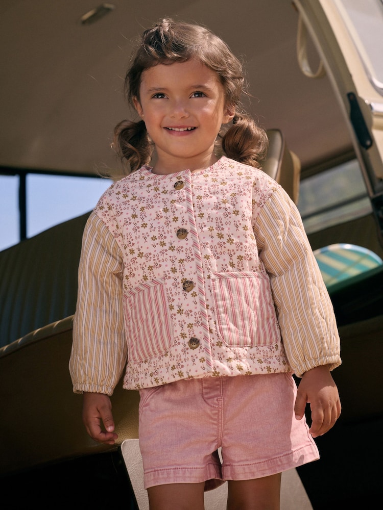 Pink Stripe 100% Cotton Quilted Jacket (3mths-7yrs) - Image 1 of 4