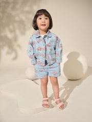 Blue Denim 100% Cotton Printed Shacket and Shorts Set (3mths-7yrs) - Image 1 of 10