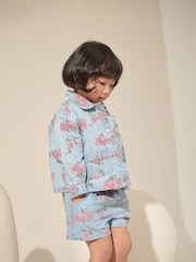 Blue Denim 100% Cotton Printed Shacket and Shorts Set (3mths-7yrs) - Image 2 of 10