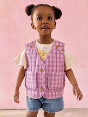 Purple Gingham Waistcoat and T-Shirt Set (3mths-7yrs) - Image 1 of 10