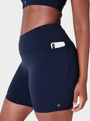 Sweaty Betty Blue 6" Inseam Power 6" Biker Shorts - Image 6 of 11