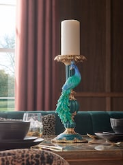 Teal Blue Peacock Candle Holder - Image 1 of 6