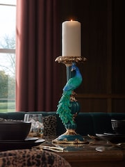 Teal Blue Peacock Candle Holder - Image 2 of 6
