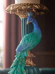 Teal Blue Peacock Candle Holder - Image 3 of 6