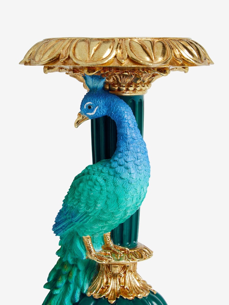 Teal Blue Peacock Candle Holder - Image 6 of 6
