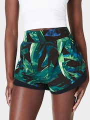 Sweaty Betty Green Tempo Run Print Shorts - Image 1 of 8