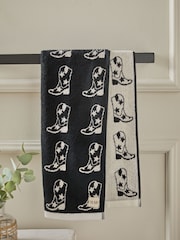 Black/White Natural Cowboy Boots Towels with 100% Cotton - Image 1 of 2