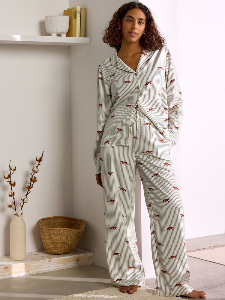 Ecru Pinstripe Button Through Pyjamas - Image 2 of 5