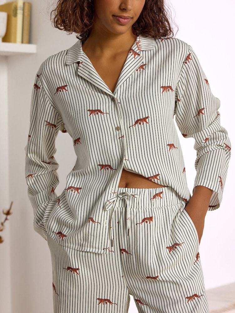 Ecru Pinstripe Button Through Pyjamas - Image 5 of 5