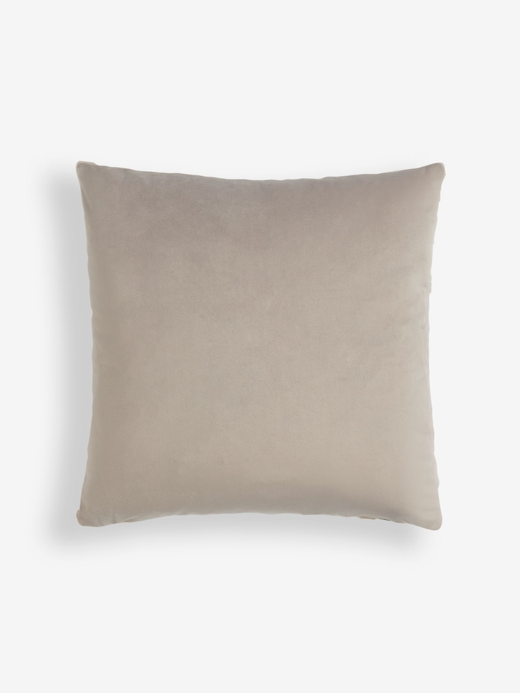 Light Natural 43 x 43cm Geometric Curve Cut Velvet Cushion - Image 4 of 5