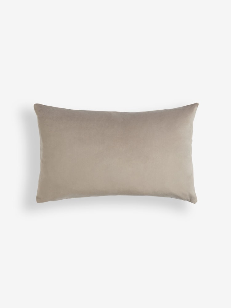 Light Natural 40 x 59cm Geometric Curve Cut Velvet Cushion - Image 4 of 5
