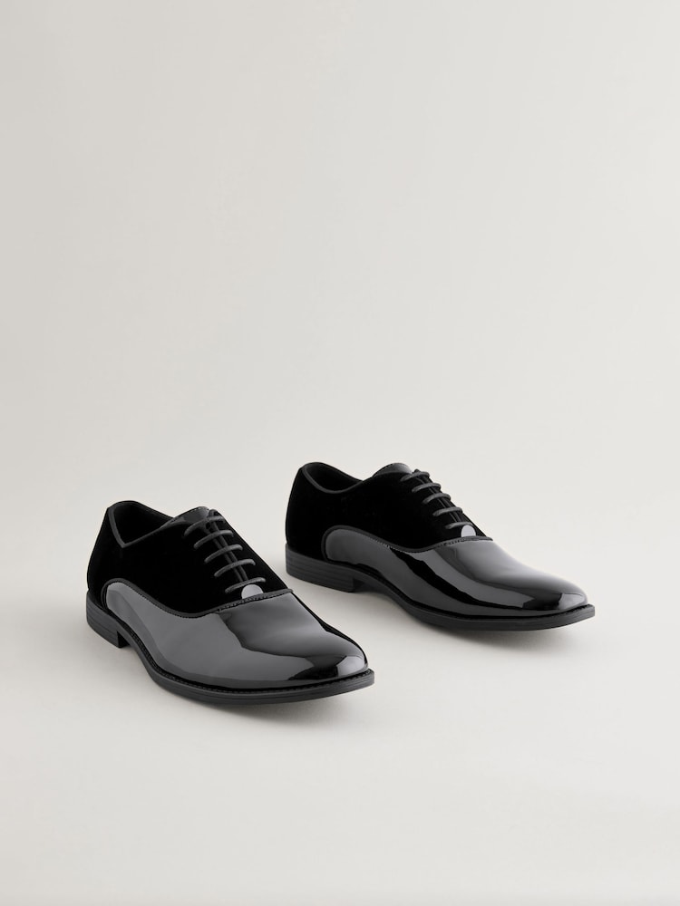 Black Patent Oxford Velvet Shoes - Image 1 of 5