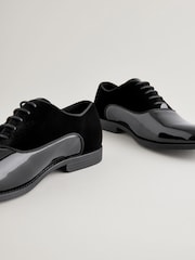 Black Patent Oxford Velvet Shoes - Image 3 of 5