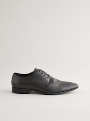 Black Embossed Square Toe Derby Shoes - Image 3 of 6
