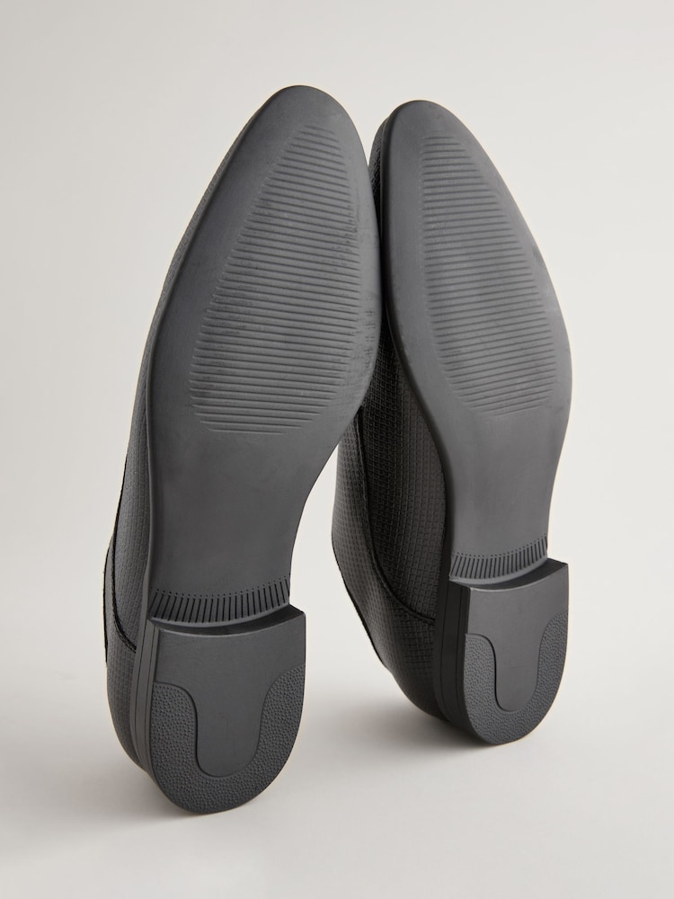 Black Embossed Square Toe Derby Shoes - Image 6 of 6
