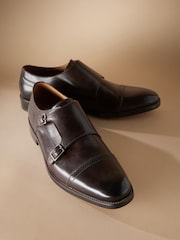 Brown Signature Leather Sole Double Monk Shoes - Image 1 of 5