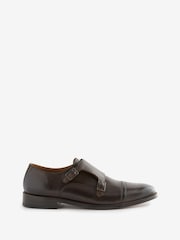 Brown Signature Leather Sole Double Monk Shoes - Image 5 of 5