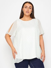 Evans Polka Dot Cold Shoulder White Top - Image 1 of 1