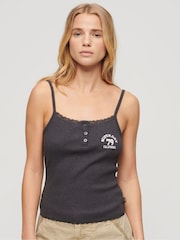 Superdry Grey Athletic Essentials Button Down Vest Top - Image 1 of 6