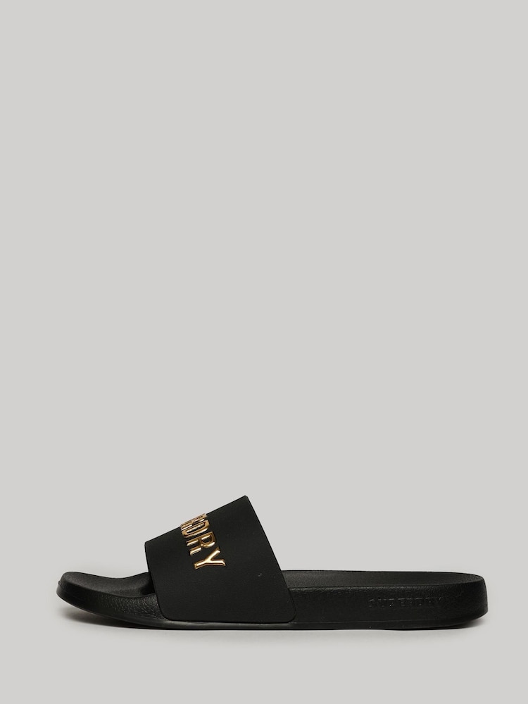 Superdry Black Vegan Logo Pool Sliders - Image 2 of 4