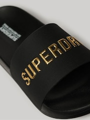 Superdry Black Vegan Logo Pool Sliders - Image 3 of 4