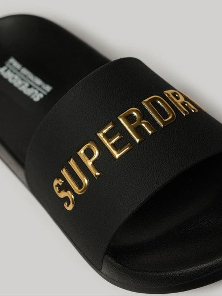 Superdry Black Logo Pool Sliders - Image 3 of 4