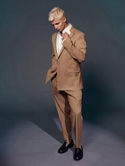 Taupe EDIT Trimmed Tuxedo Suit Jacket - Image 1 of 10