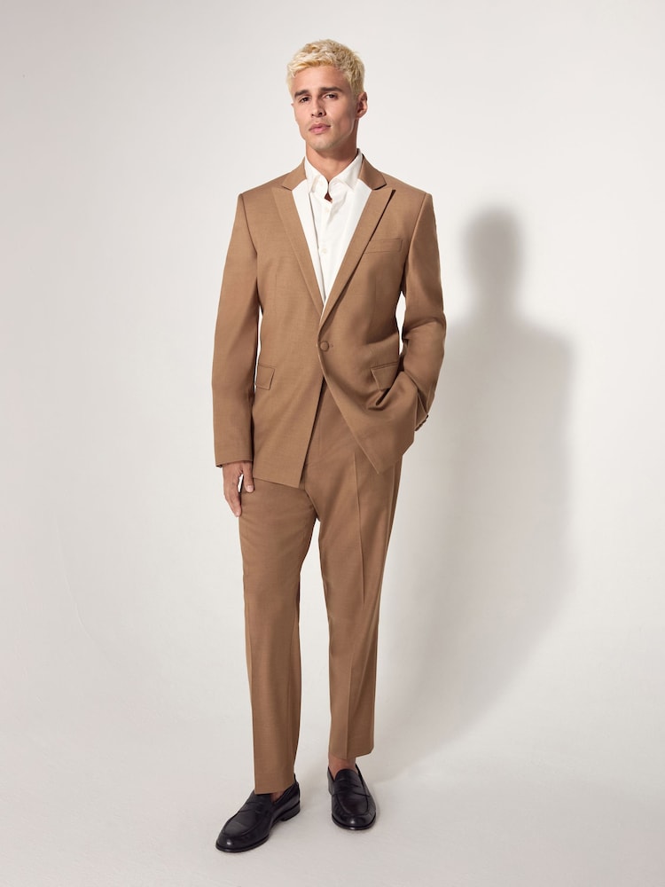 Taupe EDIT Trimmed Tuxedo Suit Jacket - Image 2 of 10