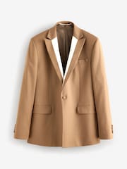 Taupe EDIT Trimmed Tuxedo Suit Jacket - Image 6 of 10