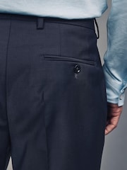 Navy Blue Slim Fit Wool Blend Motionflex Suit Trousers - Image 8 of 8
