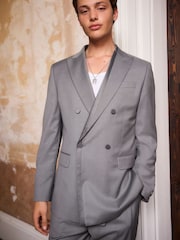 Серый - EDIT Double Breasted Trimmed Tuxedo Suit Jacket - Изображение 1 из 6