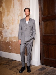 Серый - EDIT Double Breasted Trimmed Tuxedo Suit Jacket - Изображение 3 из 6