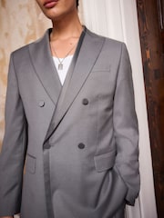 Серый - EDIT Double Breasted Trimmed Tuxedo Suit Jacket - Изображение 5 из 6