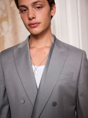 Серый - EDIT Double Breasted Trimmed Tuxedo Suit Jacket - Изображение 6 из 6