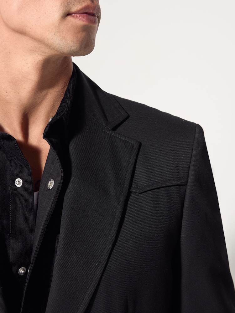 Black Slim Fit EDIT Western Style Suit Jacket - Image 7 of 7