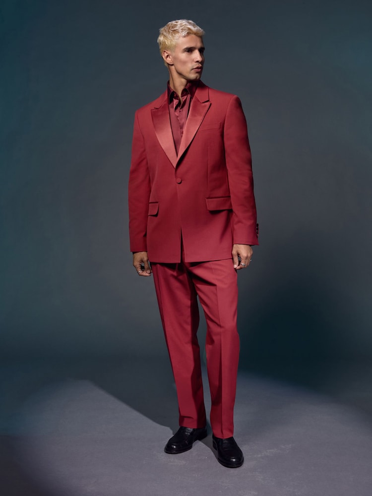 Red EDIT Tuxedo Suit Jacket - Image 1 of 11