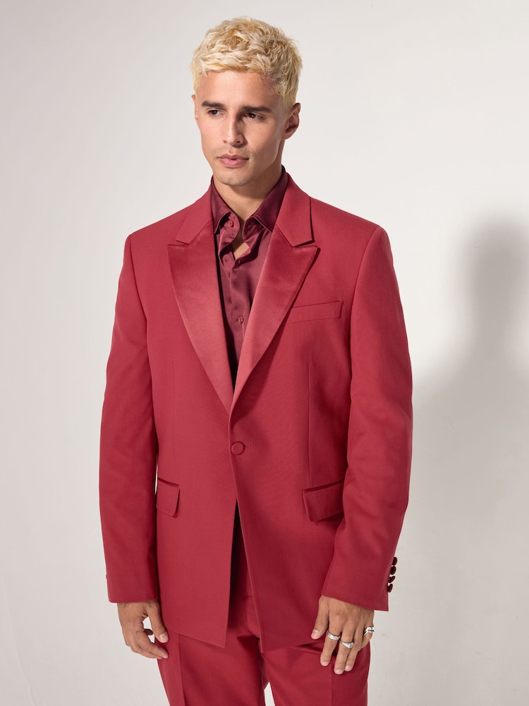 Red EDIT Tuxedo Suit Jacket - Image 2 of 11