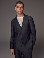 Bleu - Veste de costume décontractée en jean EDIT - Image 1 de 10