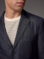 Bleu - Veste de costume décontractée en jean EDIT - Image 4 de 10