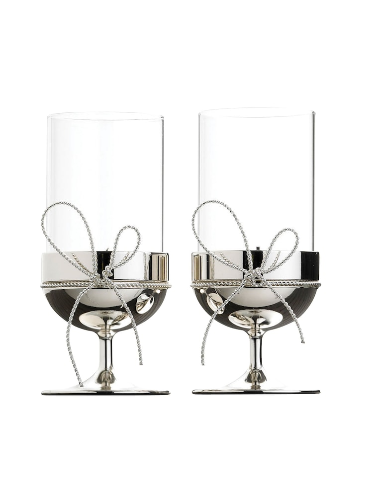 Vera Wang Silver Love Knots Tealight Holders Set of 2 - Image 1 of 1