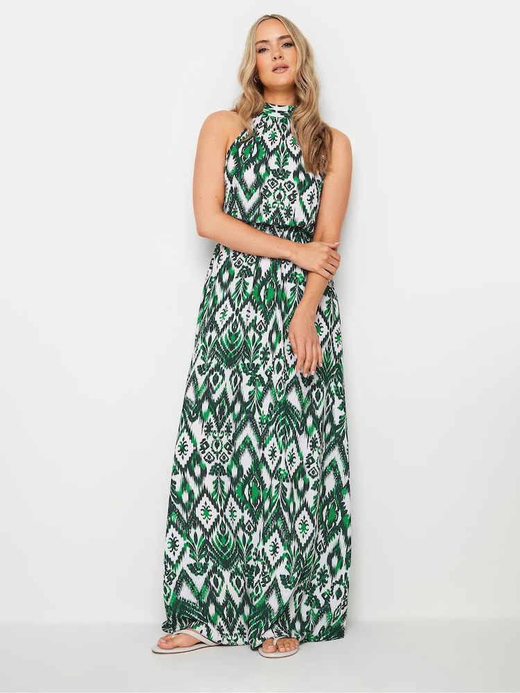 Long Tall Sally Green Print Halterneck Maxi Dress - Image 1 of 5