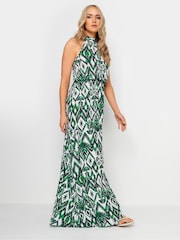 Long Tall Sally Green Print Halterneck Maxi Dress - Image 2 of 5