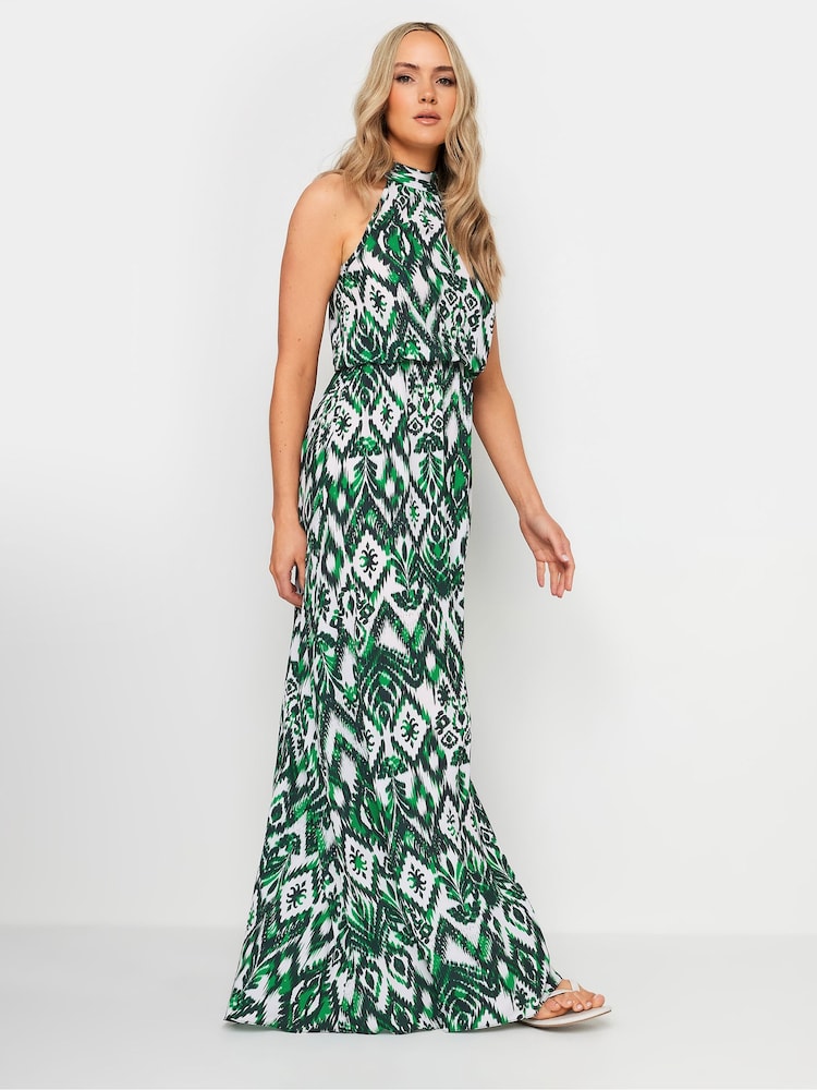 Long Tall Sally Green Print Halterneck Maxi Dress - Image 2 of 5