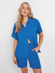 Long Tall Sally Blue Crinkle Short Sleeve Shirt - Image 1 of 9