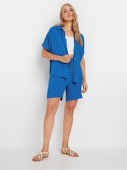 Long Tall Sally Blue Crinkle Short Sleeve Shirt - Image 2 of 9